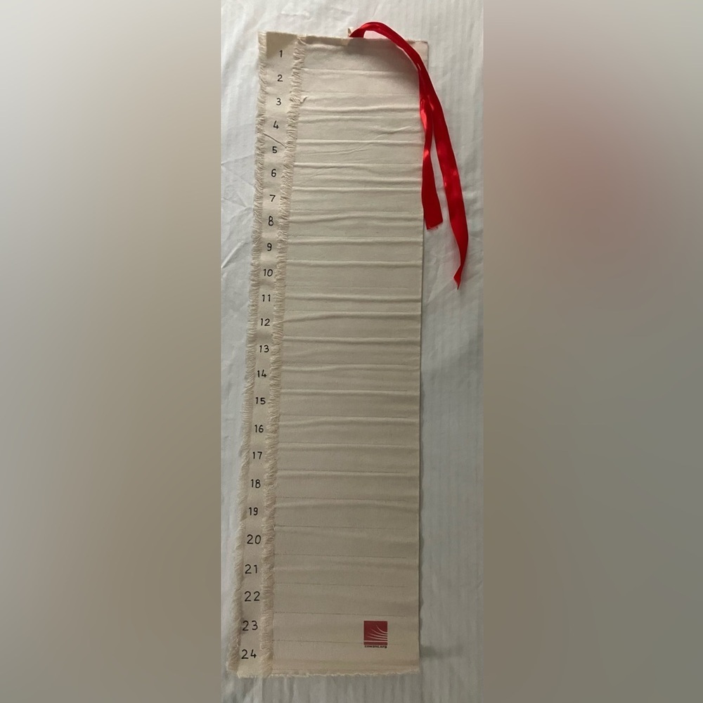 Artist pencil / brushes roll / wall display  canvas Advent Calendar Red Ribbon